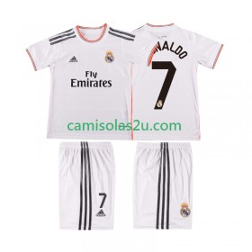 Camisolas de futebol Real Madrid Cristiano Ronaldo 7 2013 2014 Retro Criança Equipamento Principal Manga Curta